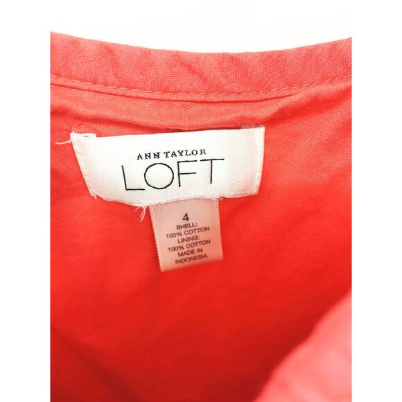 Ann Taylor Loft Orange Coral Tiered Cotton Cami A-Line Midi Dress Size 4 - Picture 3 of 7